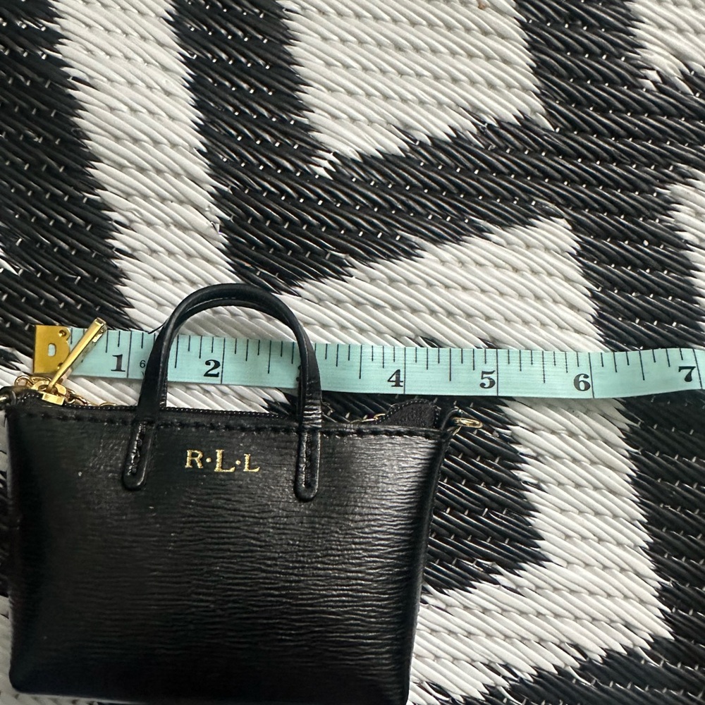 Ralph Lauren Black Leather Mini-Tote Bag Coin Purse - Picture 2 of 6